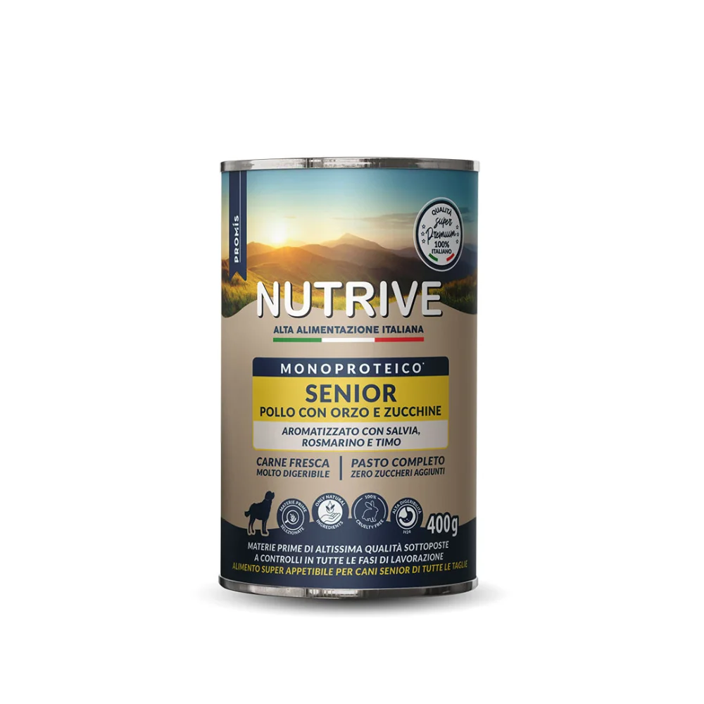 Super Premium - Консерва Senior Light Orzo e Zucchine за възрастни кучета с пиле и тиквички, 400гр.