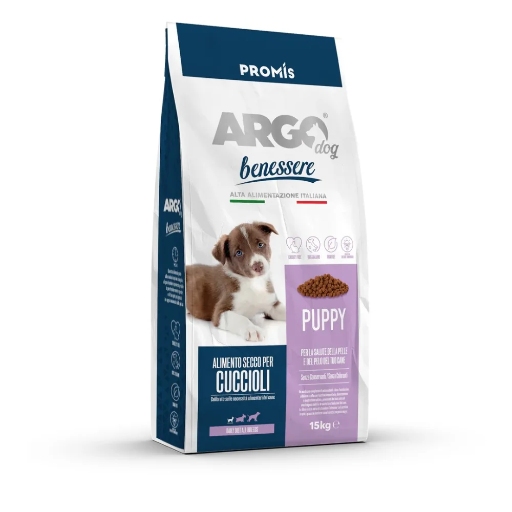 Premium - Суха храна Argo Benessere Puppy за подрастващи кучета от всички породи с говеждо и свинско