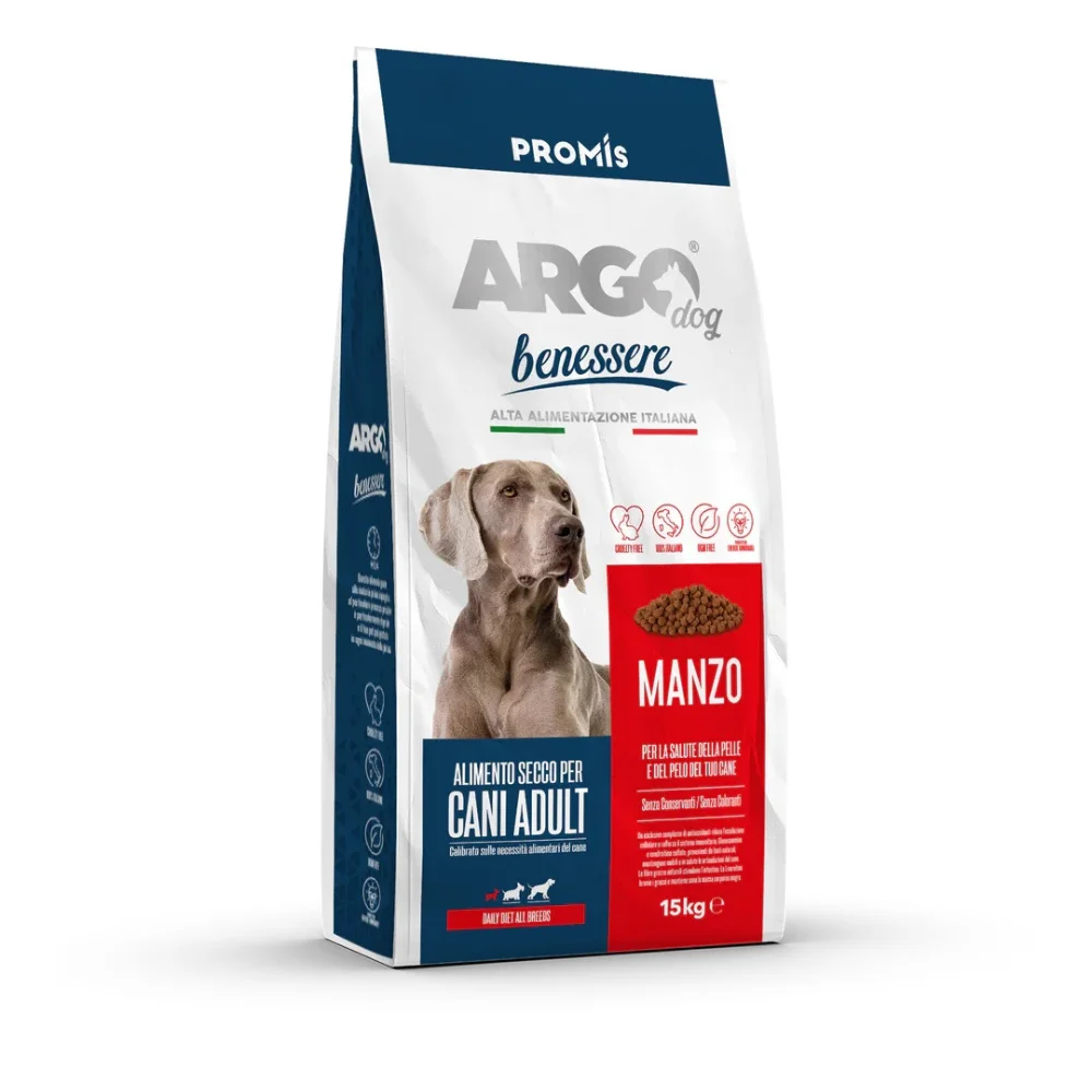 Premium - Суха храна Argo Benessere Manzo за кучета с говеждо, 15кг.