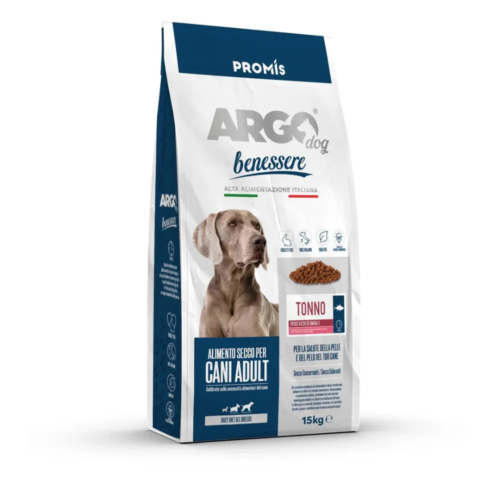 Premium - Суха храна Argo Benessere Tonno за кучета с риба тон, 15кг.