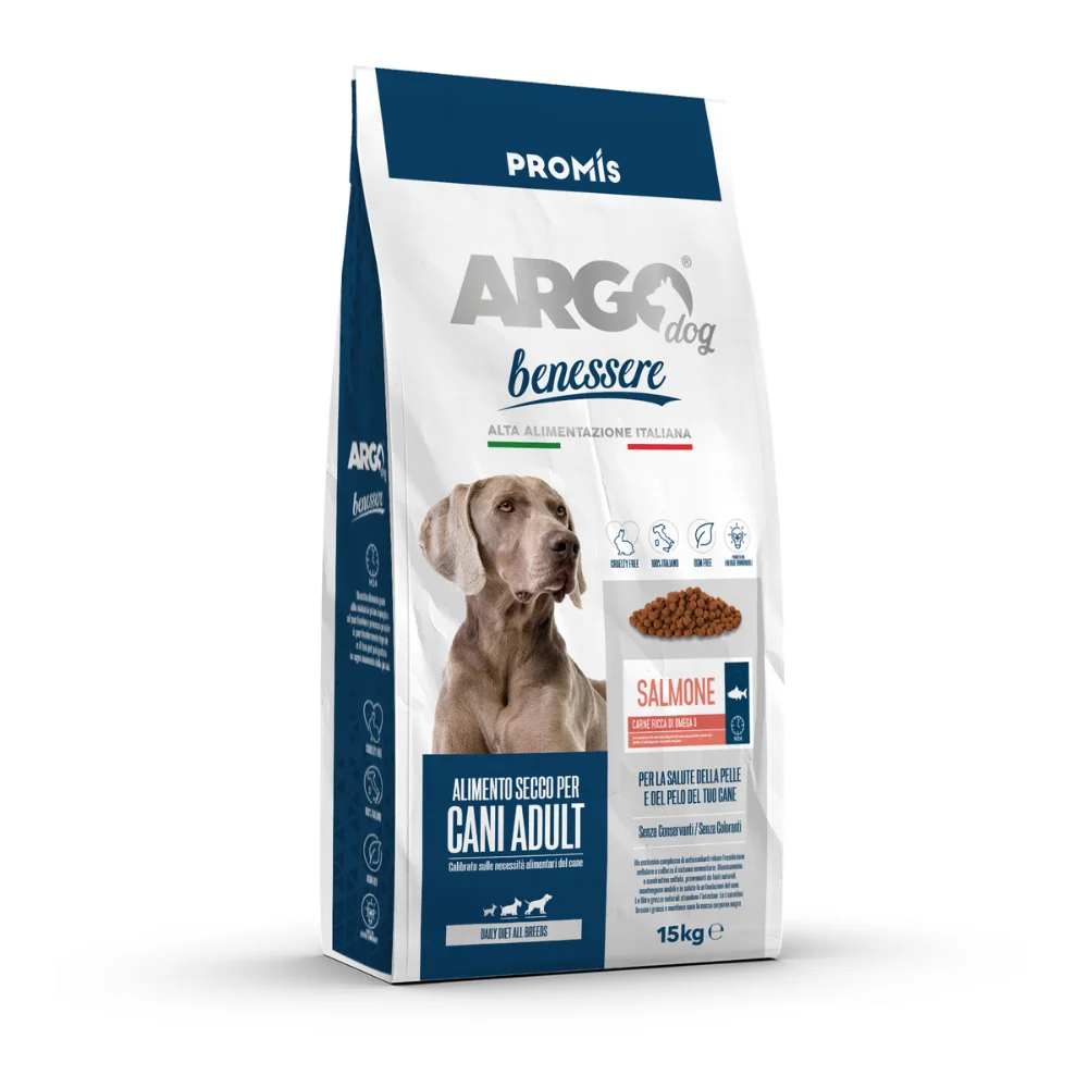 Premium - Суха храна Argo Benessere Salmone за кучета със сьомга, 15кг.