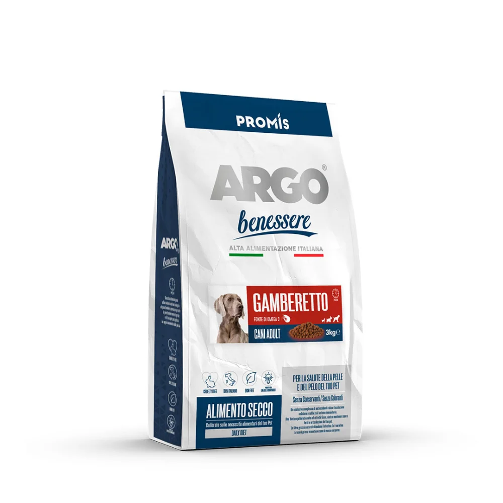 Premium - Суха храна Argo Benessere Gamberetto за кучета със скариди, 3кг.