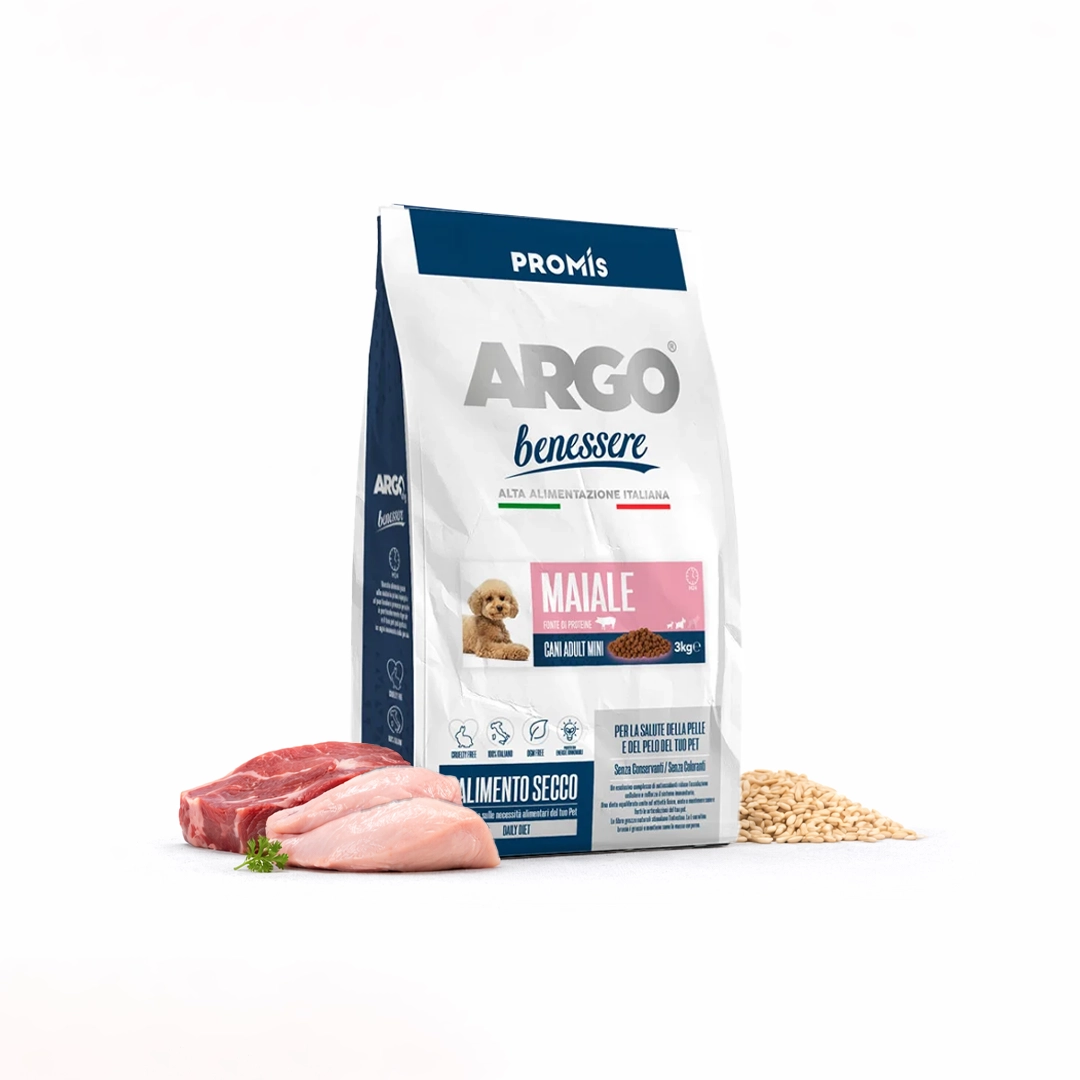 Premium - Суха храна Argo Benessere Mini Maiale за кучета от мини породи със свинско, 3кг.