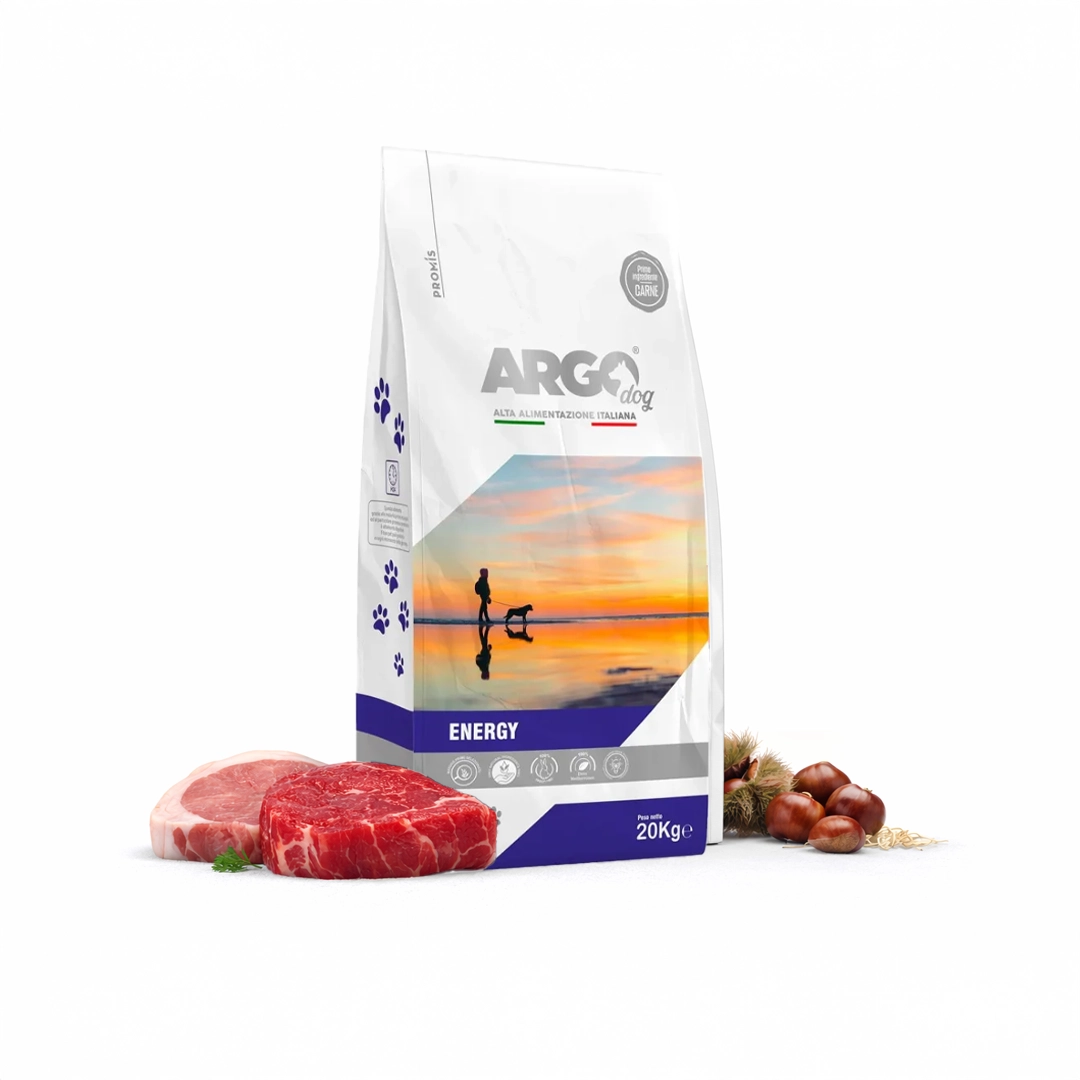 Standard - Пълноценна суха храна Argo 28/15 Energy за активни кучета с говеждо и свинско, 20кг.