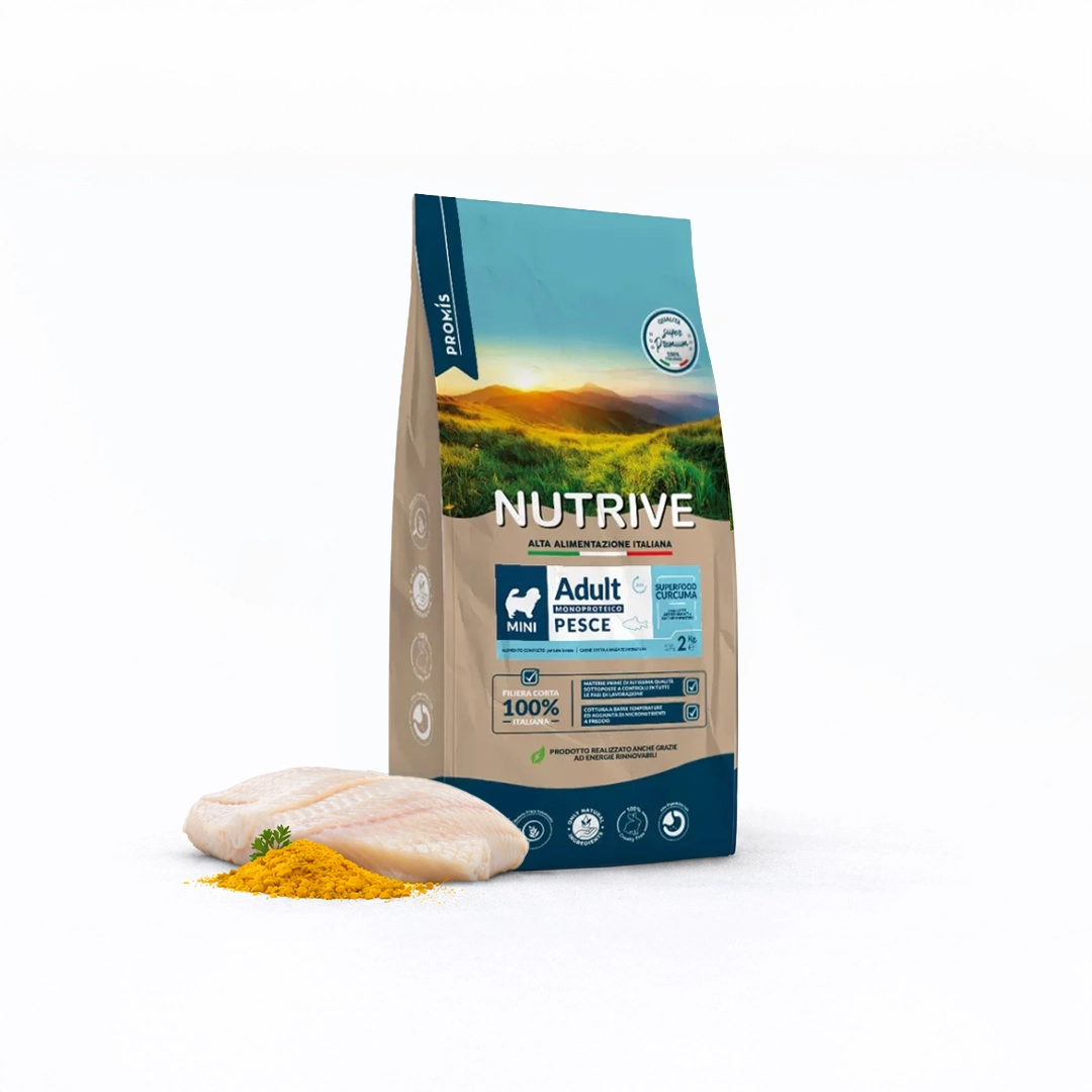 Super Premium - Суха храна Adult Mini Pesce Monoproteico за кучета от мини породи с чувствителен стомах с риба и ориз, 600гр.