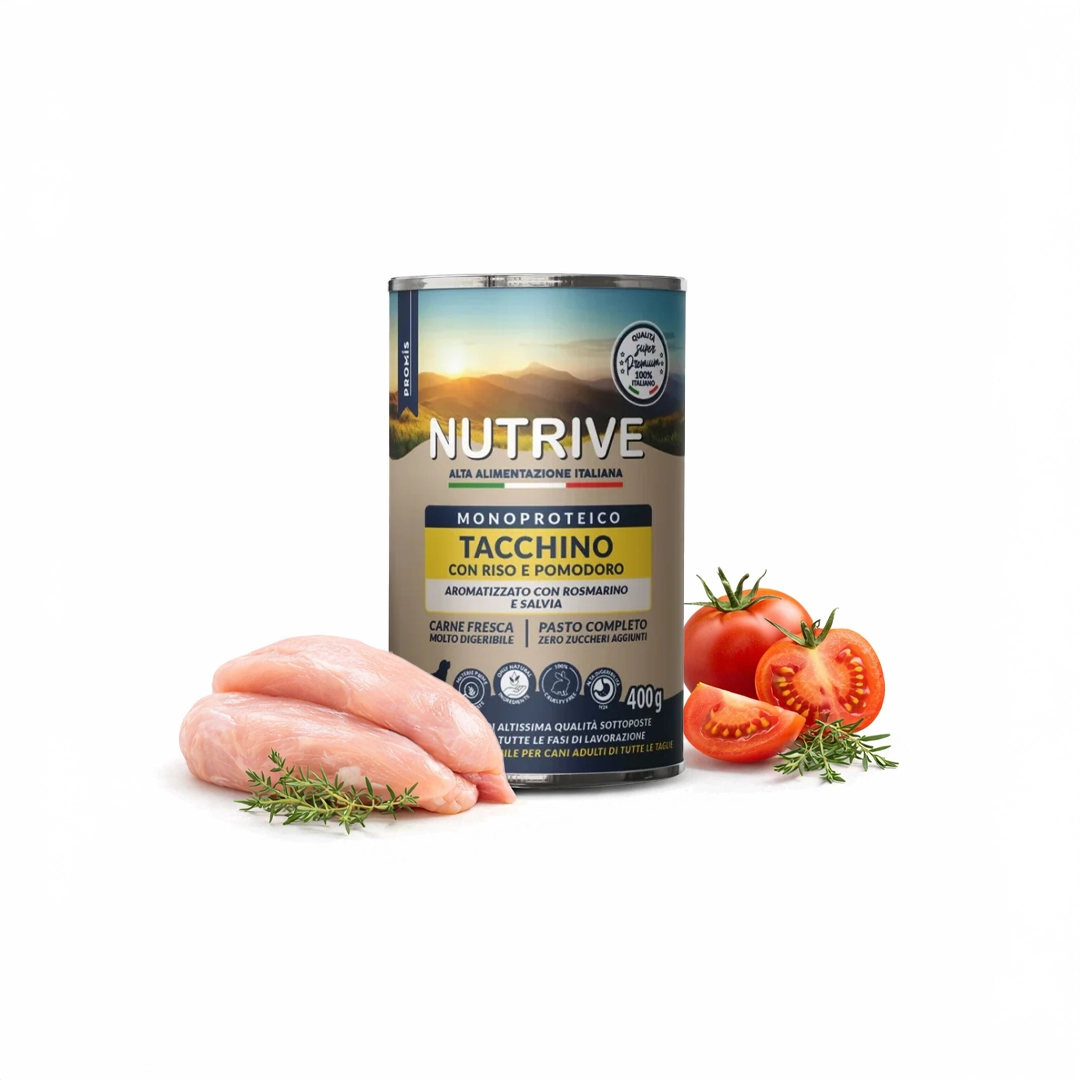 Super Premium - Консерва Tacchino Riso e Pomodoro за кучета от всички породи с пуйка, ориз и домати, 400гр.