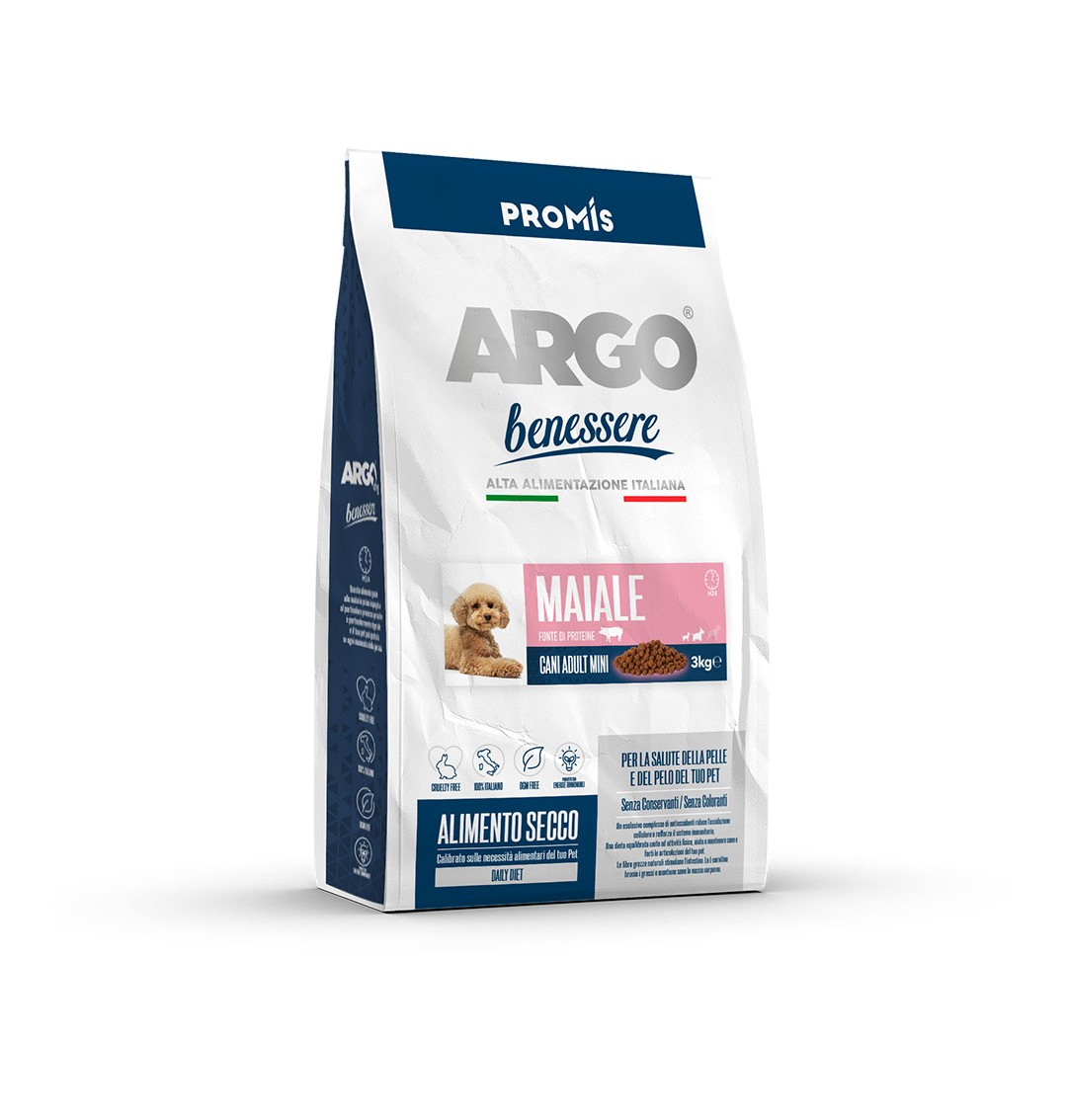Premium - Суха храна Argo Benessere Mini Maiale за кучета от мини породи със свинско, 3кг.