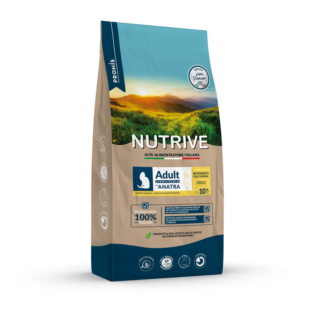 Super Premium - Суха храна Nutrive Sterilizzato Anatra за кастрирани котки с патица